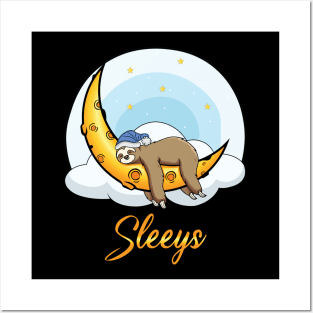 funny sleep sloth illustration - humour gift for brothers Posters and Art